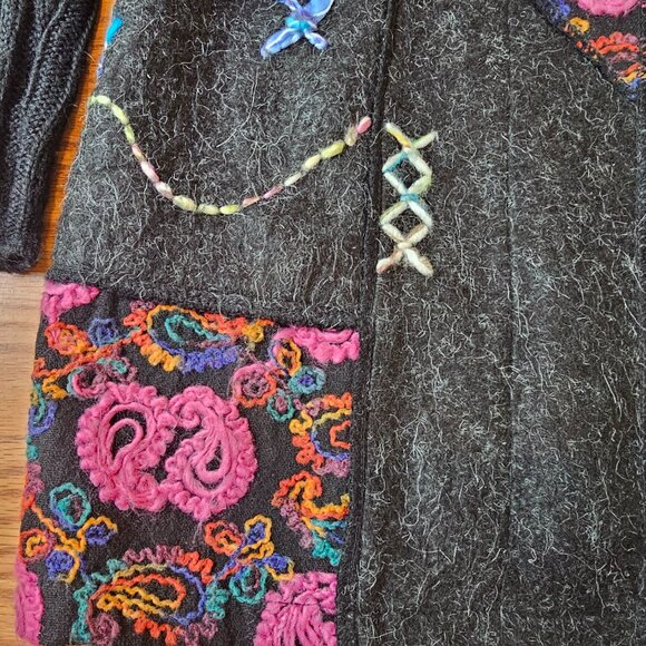 Liquid by Sioni Womens Cardigan Sweater Art To Wear Boho Wool Mohair Size Medium - Picture 6 of 10